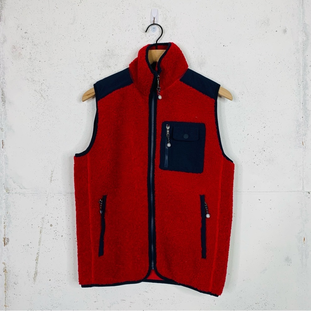 Brooks Brothers Red Navy Sherpa Zip Up Vest Size XS